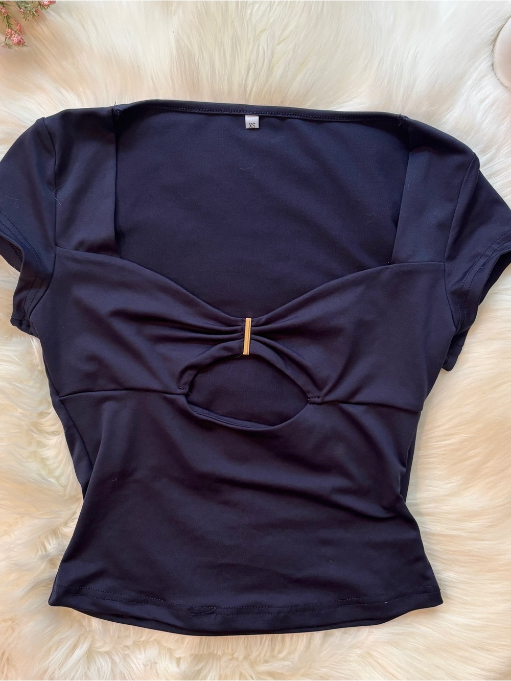 Amazon Navy Cutout Gold Detail Top